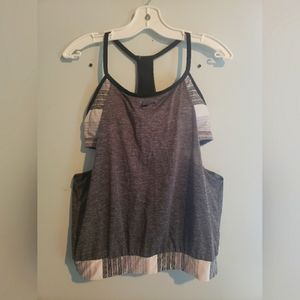 Nike Swim Tank Top W/Built-in Bralette Size Large Gray Padded